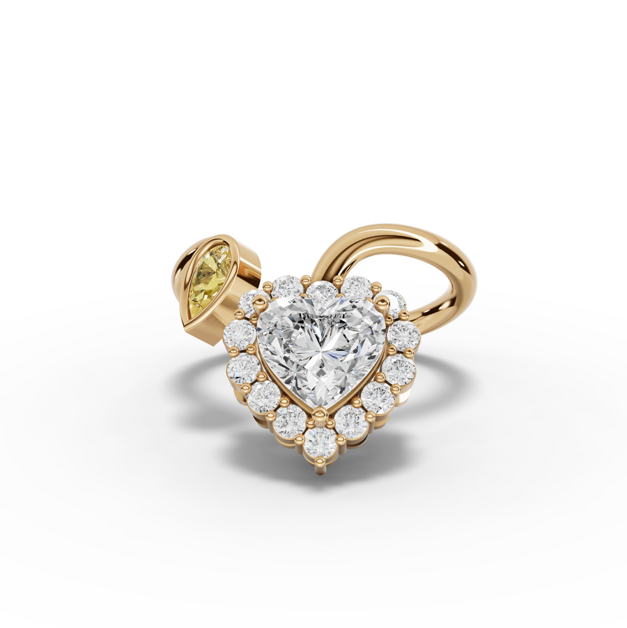 2.17 Ct Heart Halo With Pear Diamod Ring