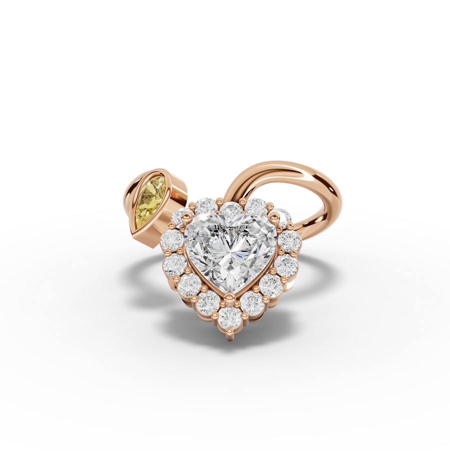 2.17 Ct Heart Halo With Pear Diamod Ring