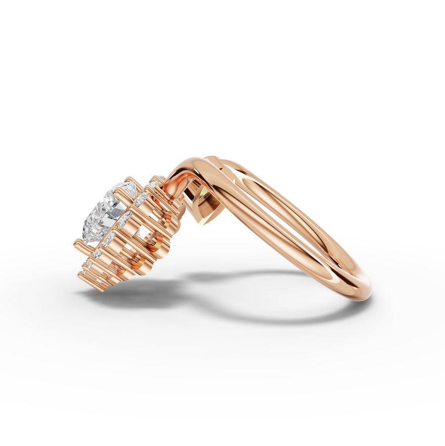 2.17 Ct Heart Halo With Pear Diamod Ring