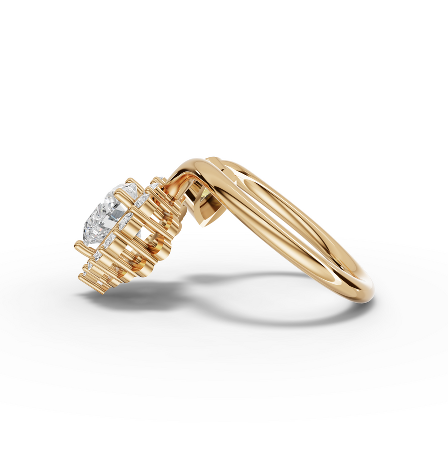 2.17 Ct Heart Halo With Pear Diamod Ring