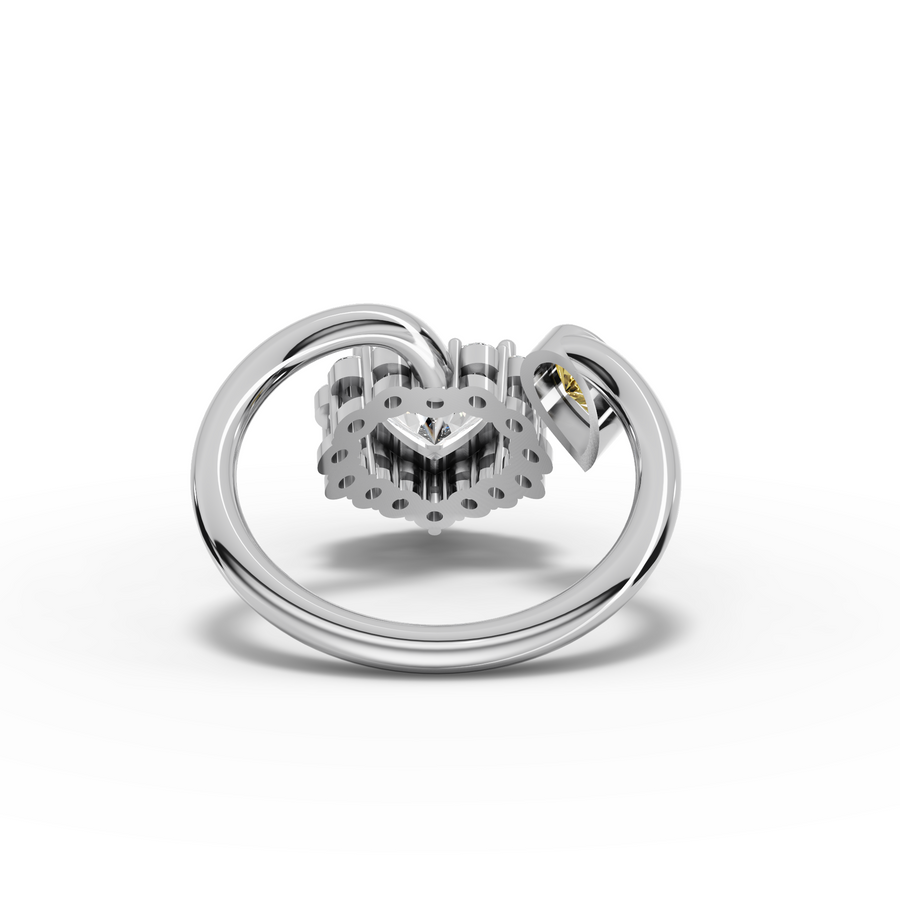 2.17 Ct Heart Halo With Pear Diamod Ring