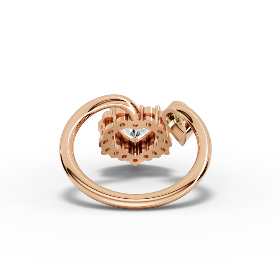 2.17 Ct Heart Halo With Pear Diamod Ring