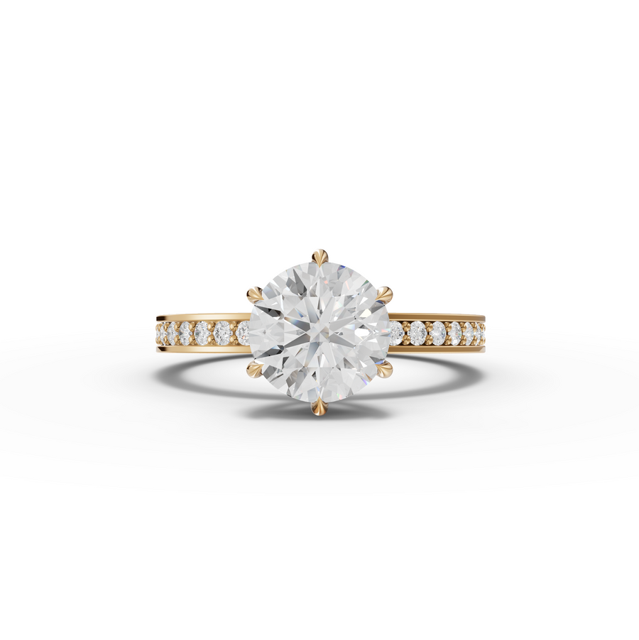 2.26 Ct Round Solitaire Pavé Band 1.50 Ct Center
