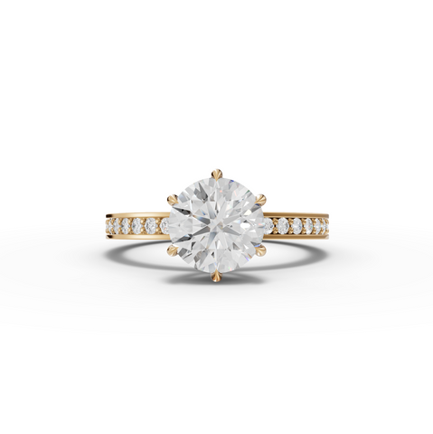 2.26 Ct Round Solitaire Lab Diamond Pavé Ring 1.50 Ct Center