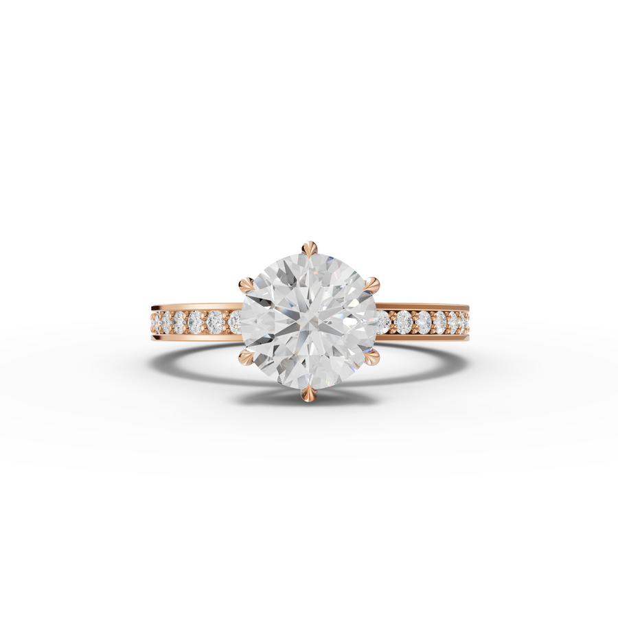 2.26 Ct Round Solitaire Pavé Band 1.50 Ct Center