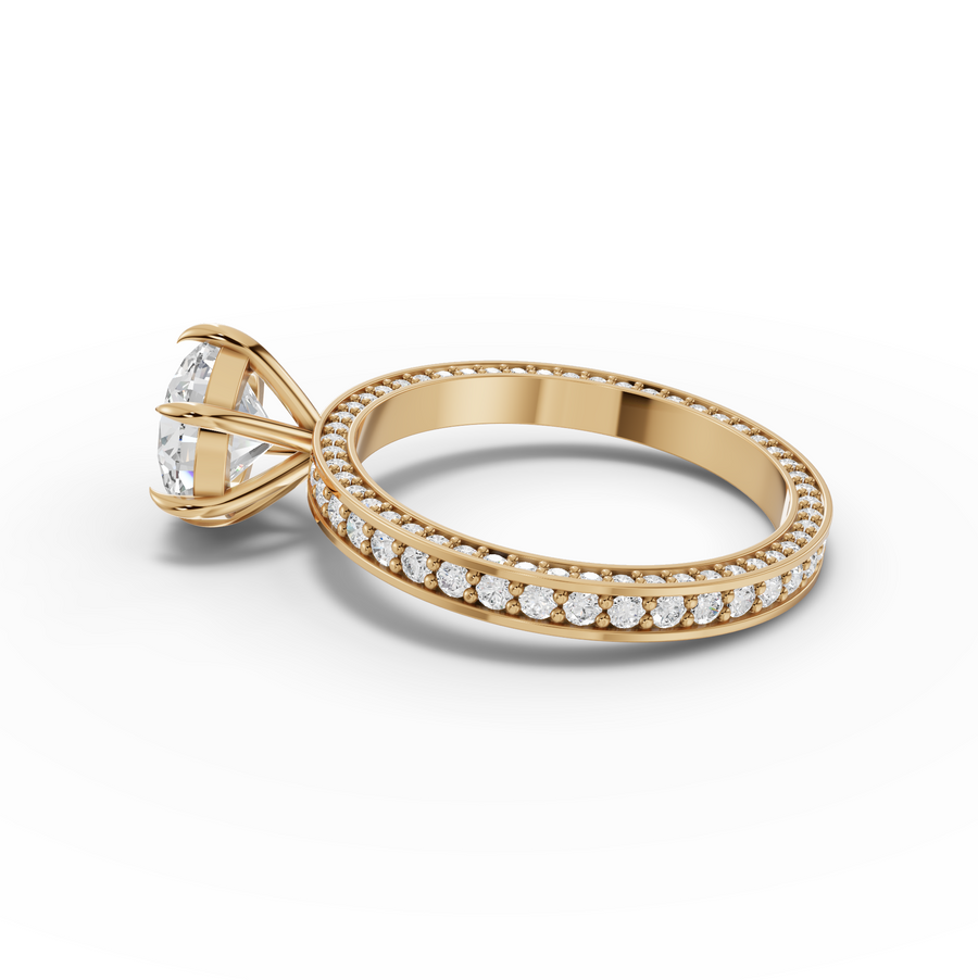 2.26 Ct Round Solitaire Pavé Band 1.50 Ct Center