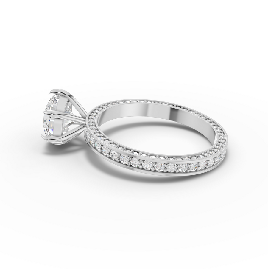2.26 Ct Round Solitaire Pavé Band 1.50 Ct Center