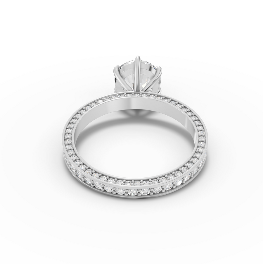 2.26 Ct Round Solitaire Pavé Band 1.50 Ct Center