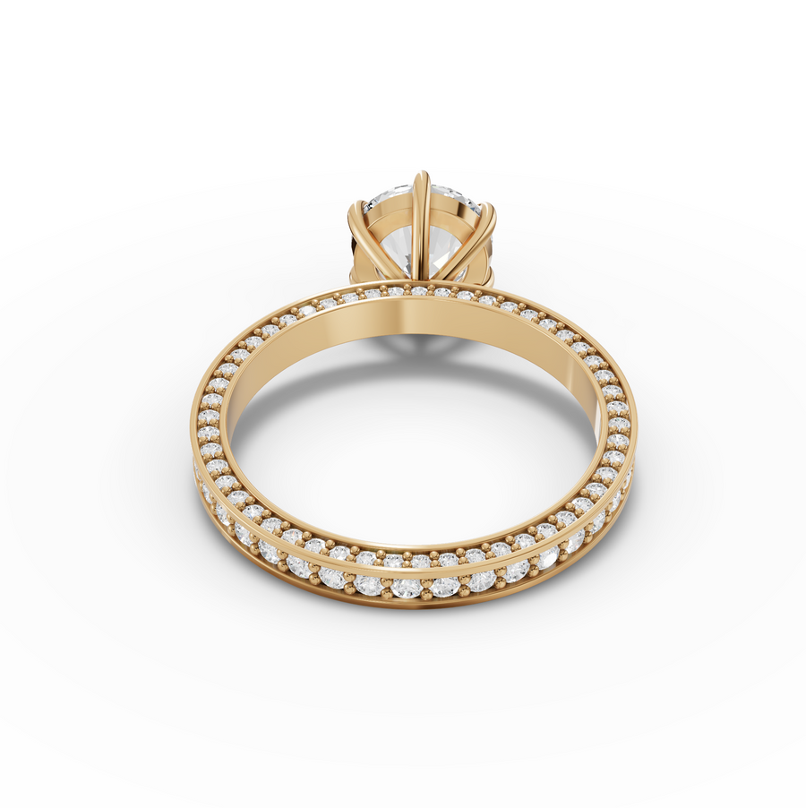 2.26 Ct Round Solitaire Pavé Band 1.50 Ct Center