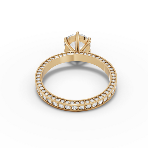 2.26 Ct Round Solitaire Lab Diamond Pavé Ring 1.50 Ct Center
