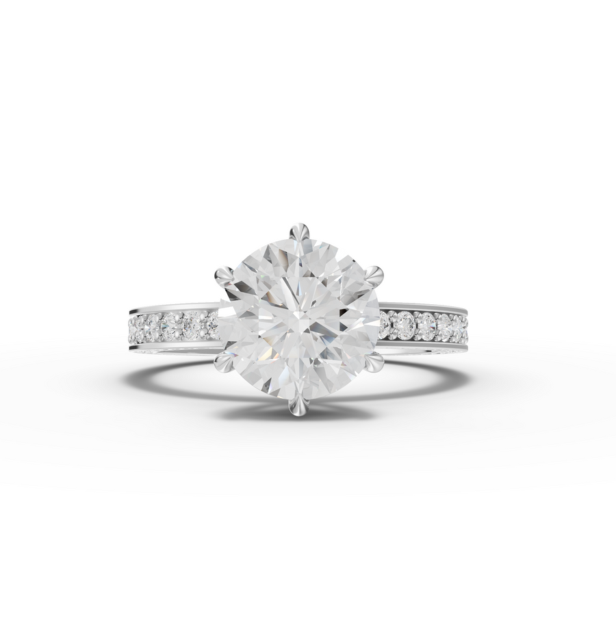 2.26 Ct Round Solitaire Pavé Band 1.50 Ct Center