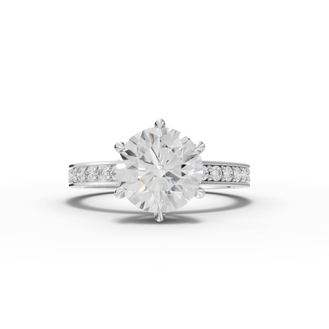 2.26 Ct Round Solitaire Lab Diamond Pavé Ring 1.50 Ct Center