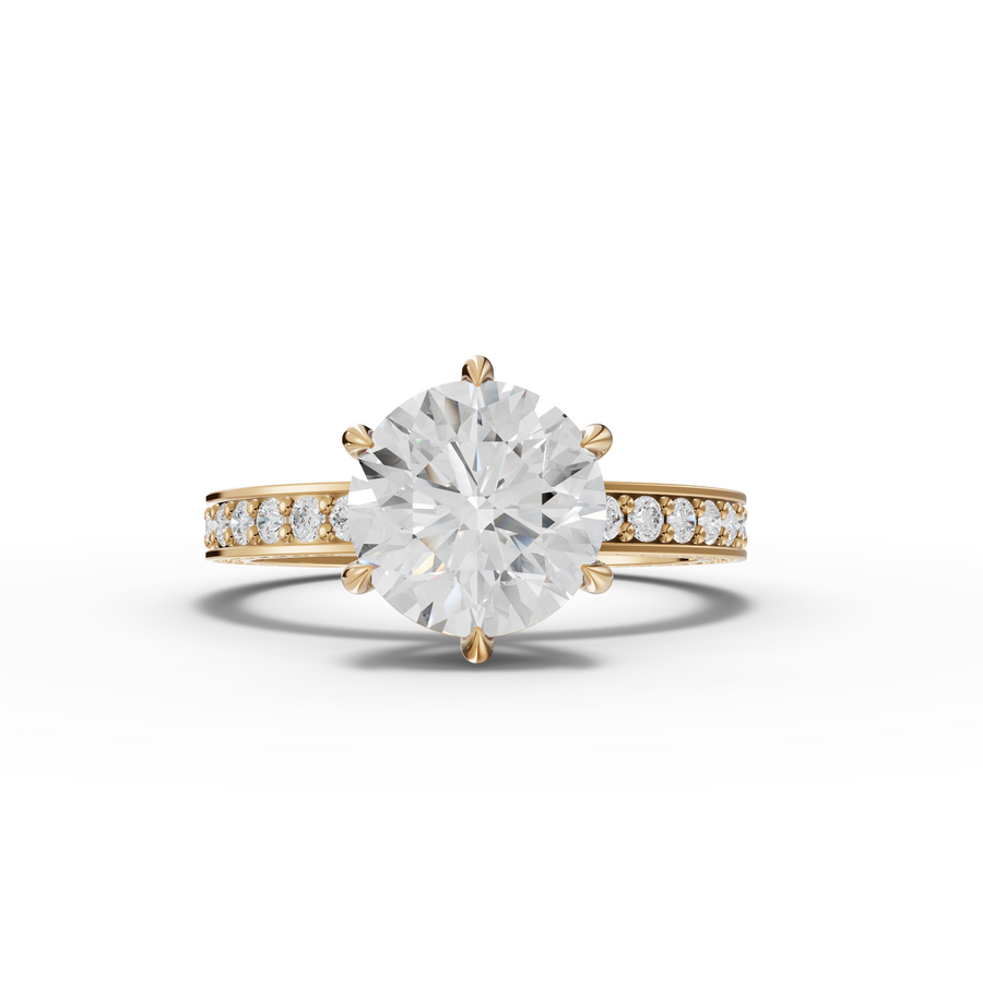 2.26 Ct Round Solitaire Pavé Band 1.50 Ct Center