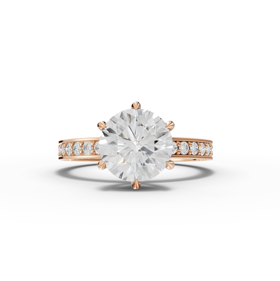2.26 Ct Round Solitaire Pavé Band 1.50 Ct Center