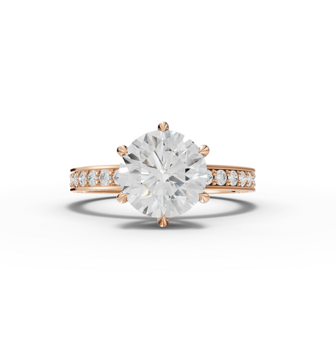 2.26 Ct Round Solitaire Lab Diamond Pavé Ring 1.50 Ct Center