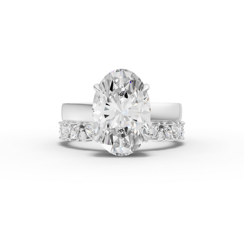 3.46 Ct Oval Lab Diamond Hidden Halo Ring Set 3.00 Ct Center