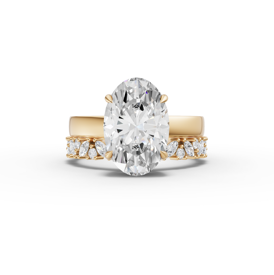3.46 Ct Oval Hidden Halo With Side Band Set 3.00 Ct Center