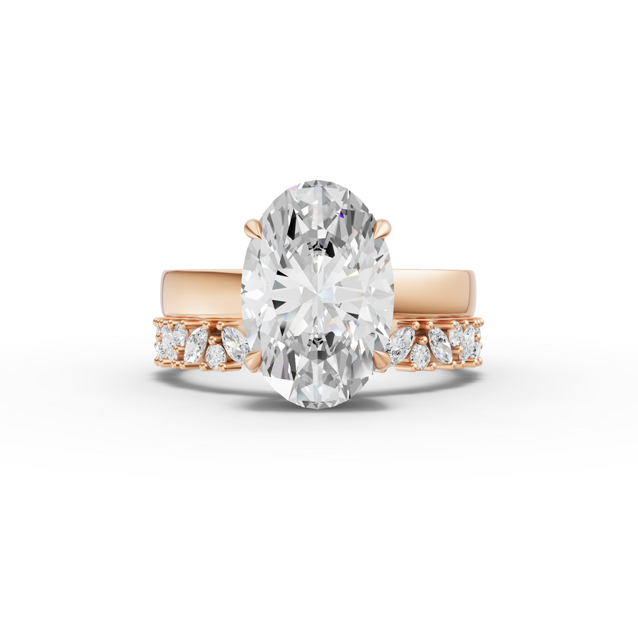 3.46 Ct Oval Hidden Halo With Side Band Set 3.00 Ct Center