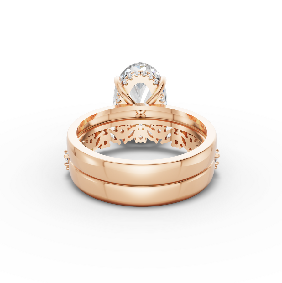 3.46 Ct Oval Hidden Halo With Side Band Set 3.00 Ct Center