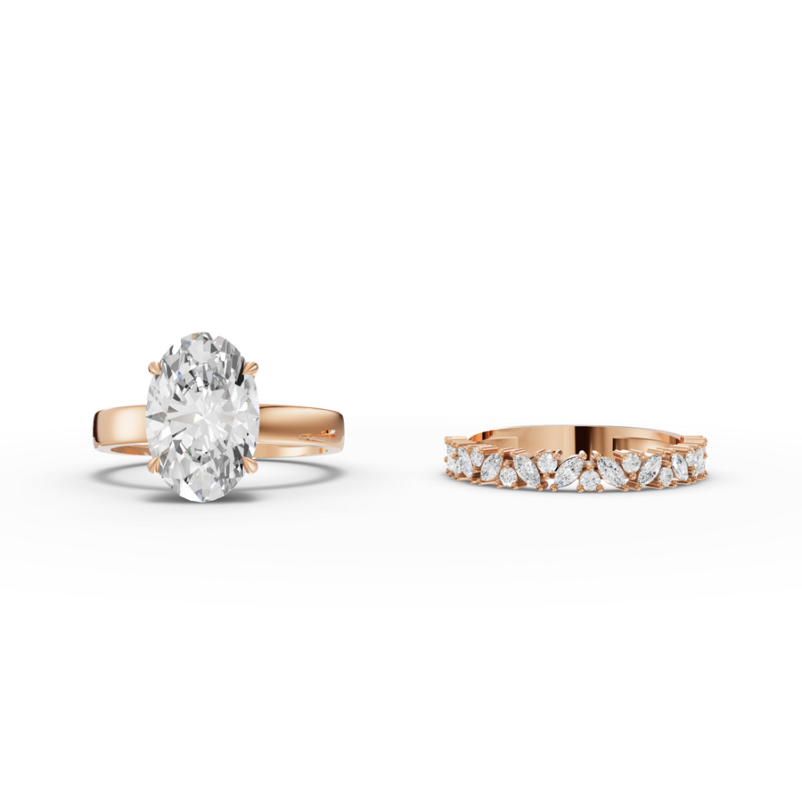 3.46 Ct Oval Hidden Halo With Side Band Set 3.00 Ct Center