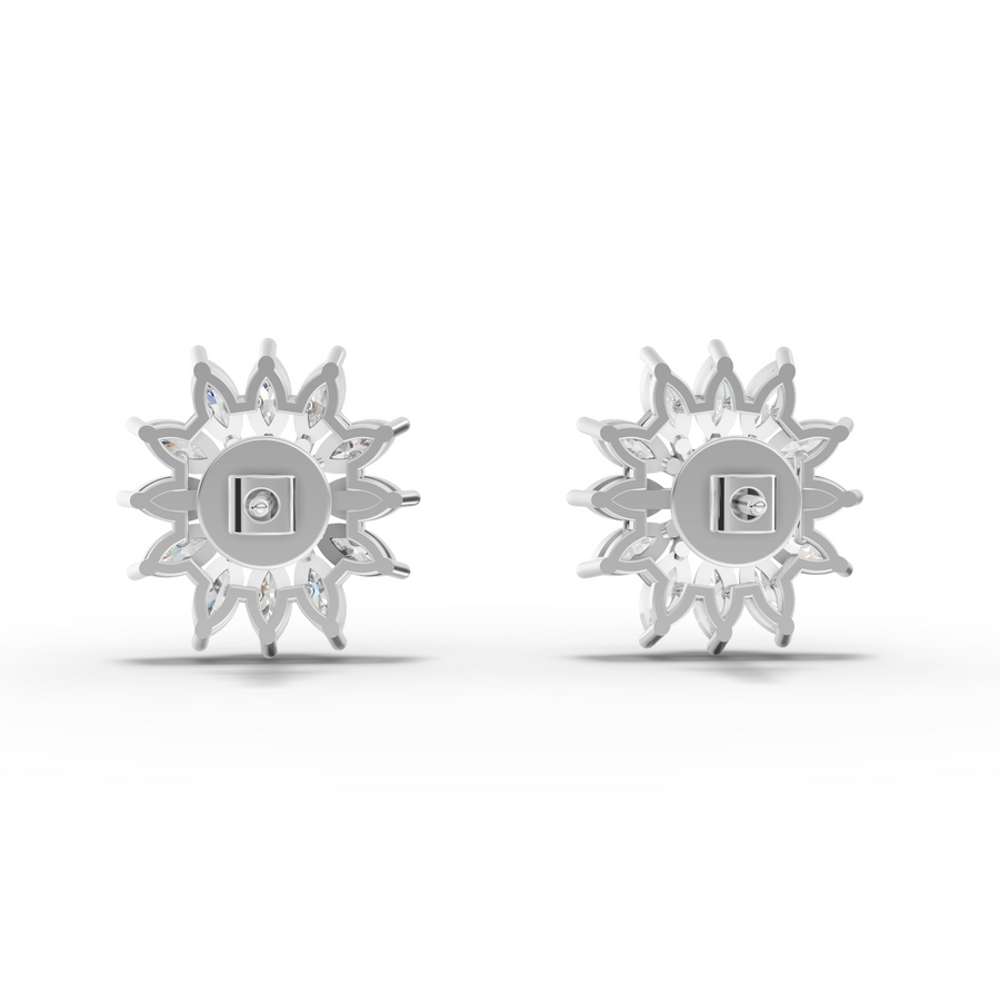 1.09 Ct Marquise with Baguette Cluster Stud Earrings