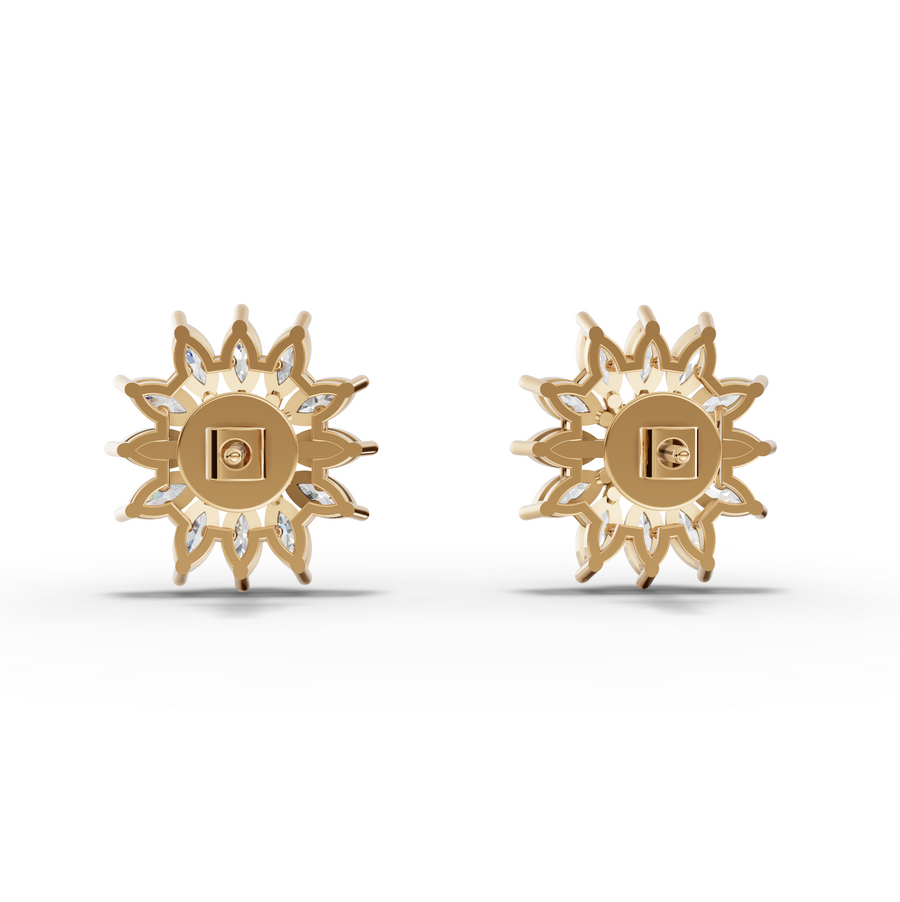 1.09 Ct Marquise with Baguette Cluster Stud Earrings