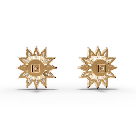 1.09 Ct Marquise Cluster Lab Diamond Stud Earrings with Baguette Center