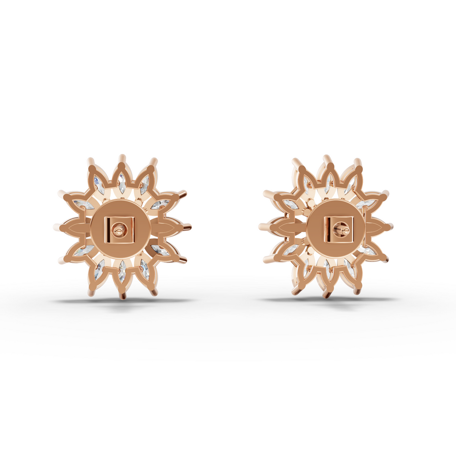 1.09 Ct Marquise with Baguette Cluster Stud Earrings