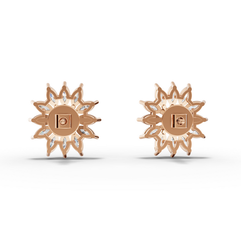 1.09 Ct Marquise Cluster Lab Diamond Stud Earrings with Baguette Center