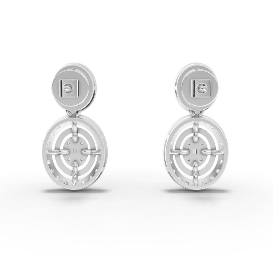 0.56 Ct Oval Halo with Baguette Cluster Earrings