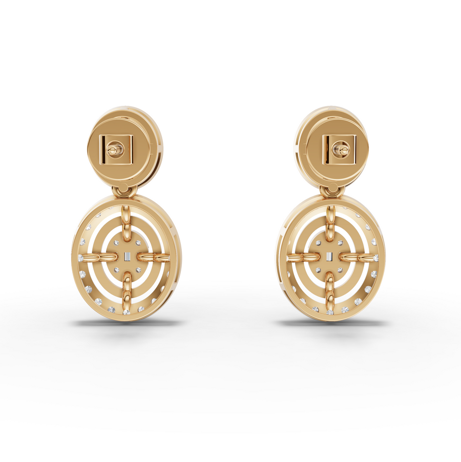 0.56 Ct Oval Halo with Baguette Cluster Earrings