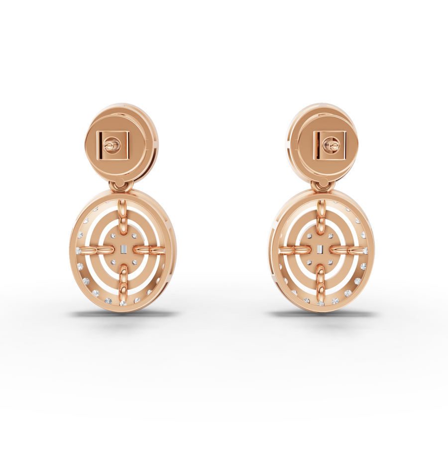 0.56 Ct Oval Halo with Baguette Cluster Earrings