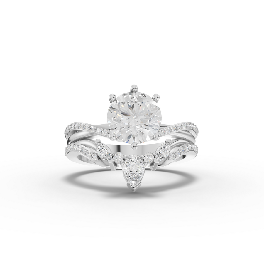 1.87 ct round lab diamond bridal set with 1.50 ct solitaire center and curved matching wedding band