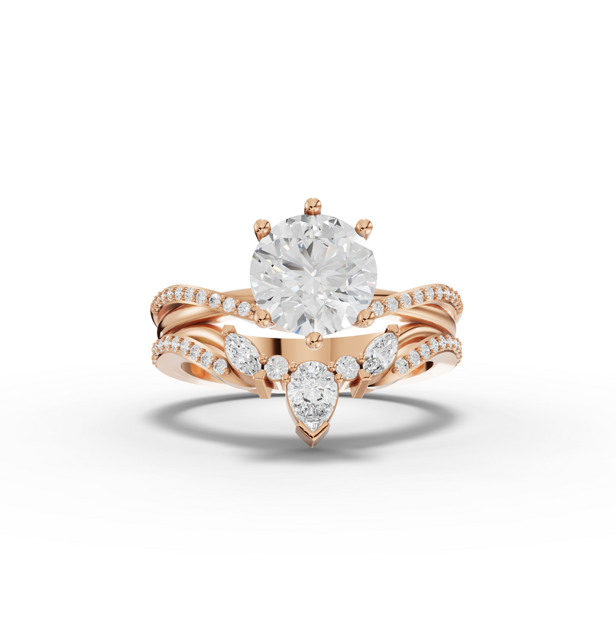 1.87 Ct Round Solitaire With Curved Side Band Set 1.50 Ct Center