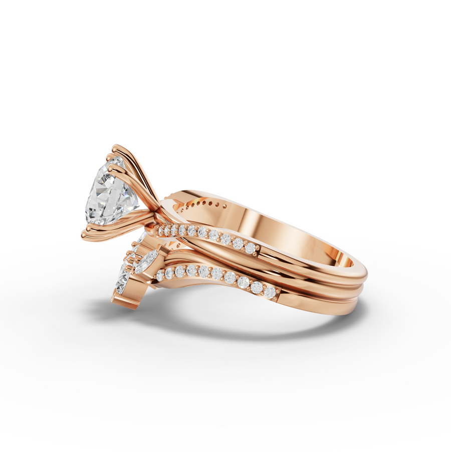 1.87 Ct Round Solitaire With Curved Side Band Set 1.50 Ct Center