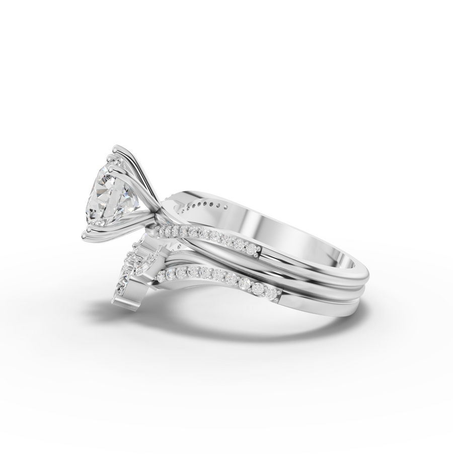 1.87 Ct Round Solitaire With Curved Side Band Set 1.50 Ct Center