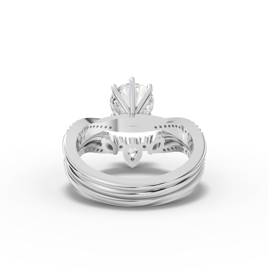 1.87 Ct Round Solitaire With Curved Side Band Set 1.50 Ct Center