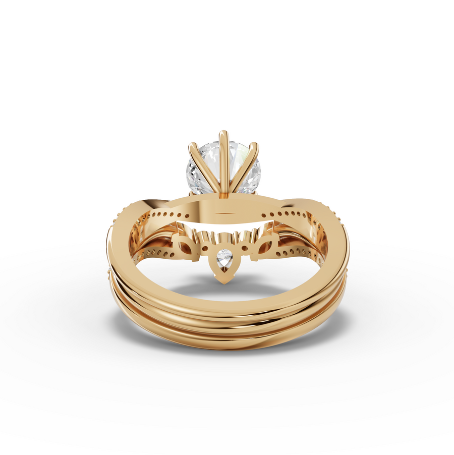 1.87 Ct Round Solitaire With Curved Side Band Set 1.50 Ct Center