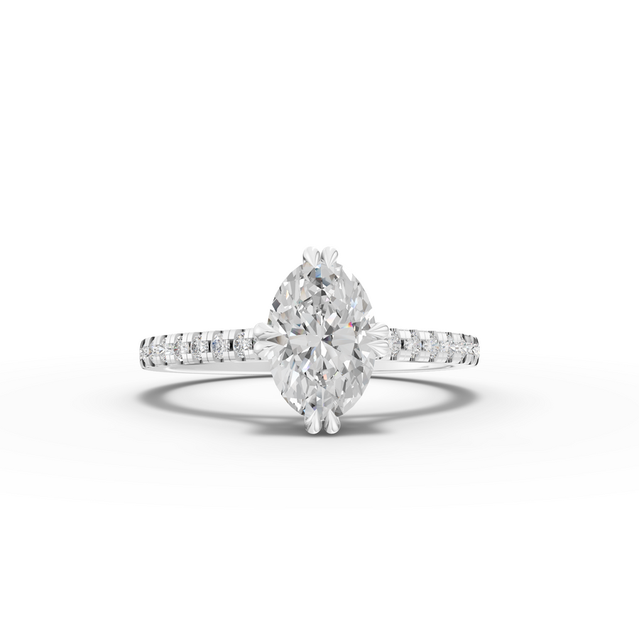 1.21 ct oval lab grown diamond hidden halo pavé ring with 1.00 ct center stone