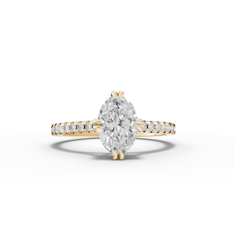 1.21 Ct Oval Hidden Halo Pavé Ring 1.00 Ct Center