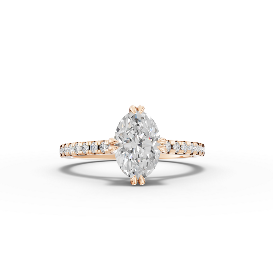 1.21 Ct Oval Hidden Halo Pavé Ring 1.00 Ct Center