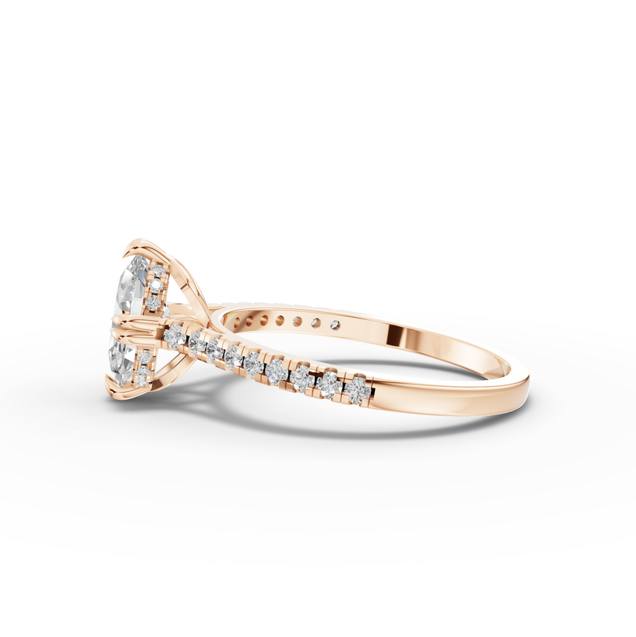 1.21 Ct Oval Hidden Halo Pavé Ring 1.00 Ct Center