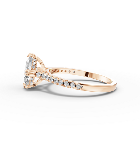 1.21 Ct Oval Solitaire Lab Diamond Hidden Halo Pavé Ring 1.00 Ct Center