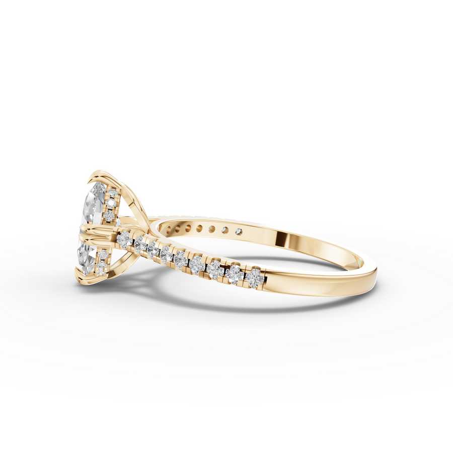 1.21 Ct Oval Hidden Halo Pavé Ring 1.00 Ct Center