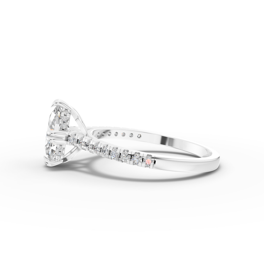 1.21 Ct Oval Hidden Halo Pavé Ring 1.00 Ct Center