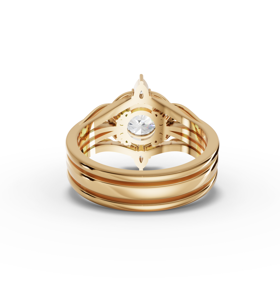 1.19 Ct Round Solitaire Halo With Side Band Set 1.00 Ct Center