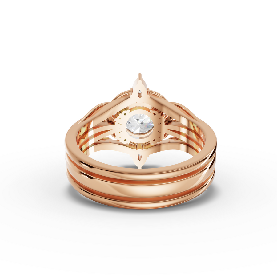 1.19 Ct Round Solitaire Halo With Side Band Set 1.00 Ct Center