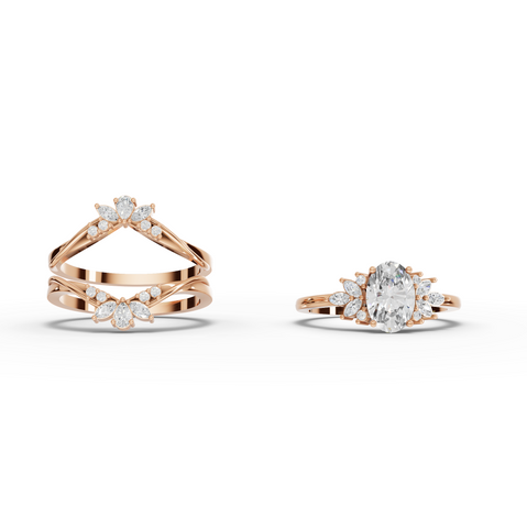 1.41 Ct Oval Lab Diamond Halo Ring with Side Band Set 1.00 Ct Center