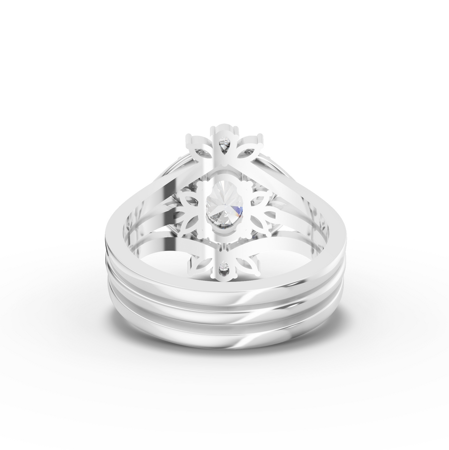 1.41 Ct Oval Halo With Side Stone Band Ring 1.00 Ct Center