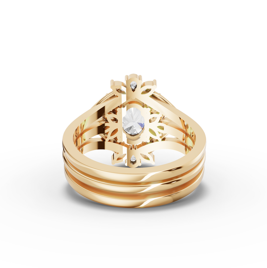 1.41 Ct Oval Halo With Side Stone Band Ring 1.00 Ct Center